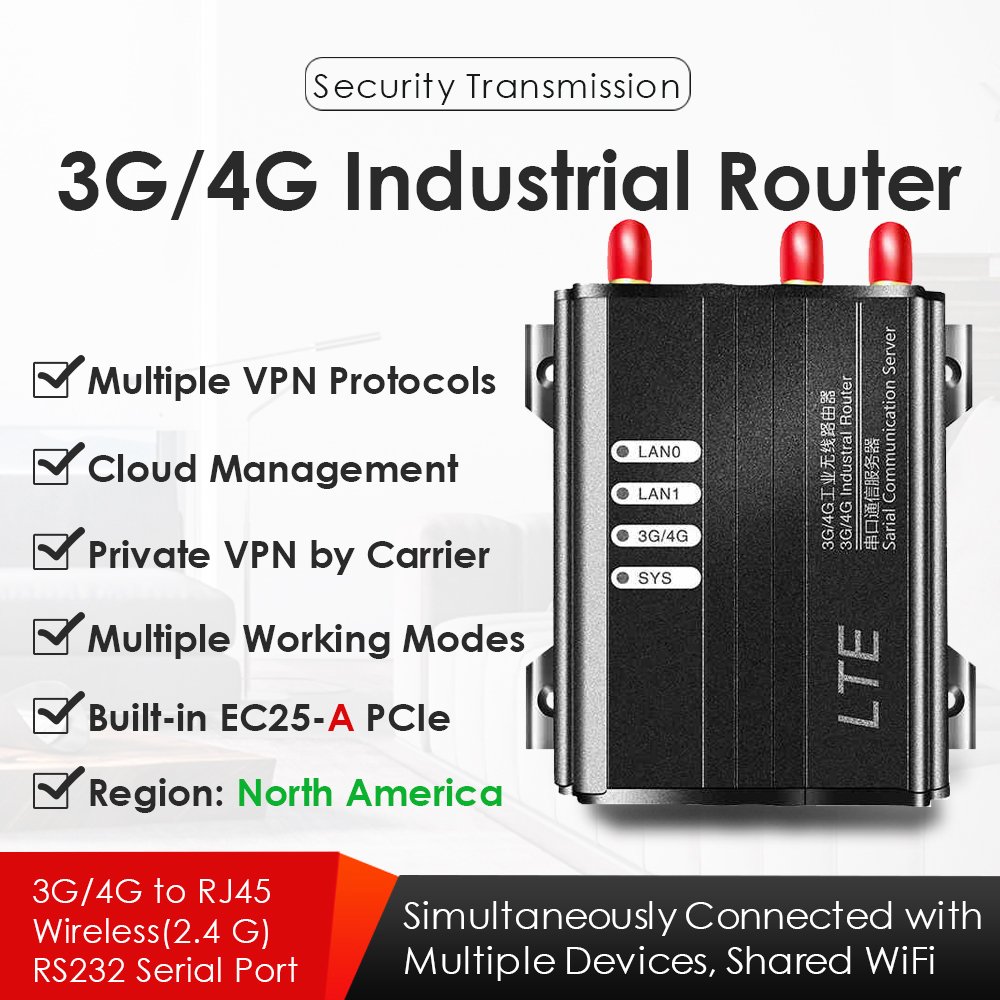 EXVIST EC25-A Mini PCIe LTE Cat 4 4G/3G Industrial Router 2.4GHz 300M Wireless SIM Card Slot Wide Voltage DC7V-35V VPN PPTP L2TP